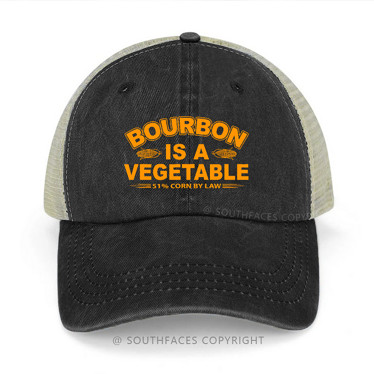 Bourbon Is A Vegetable 51% Corn By Law Sarcastic Drunk Trucker Cap
