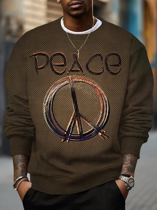 Men's Peace Sign Art Print Casual Sweatshirt