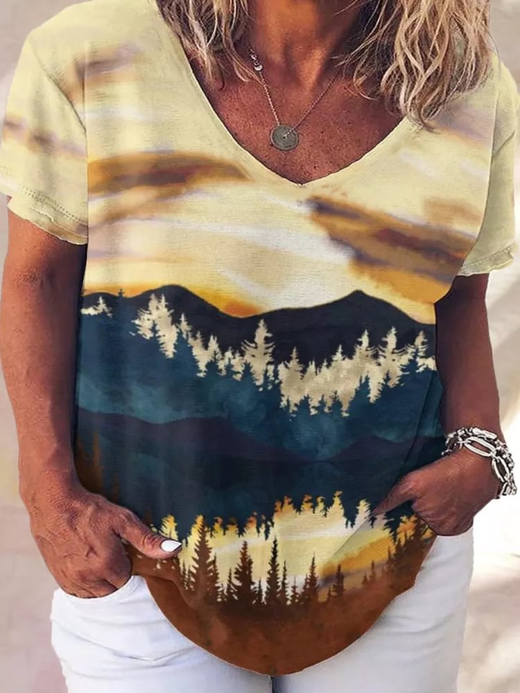 Landscape Colorblock Art Print T Shirt