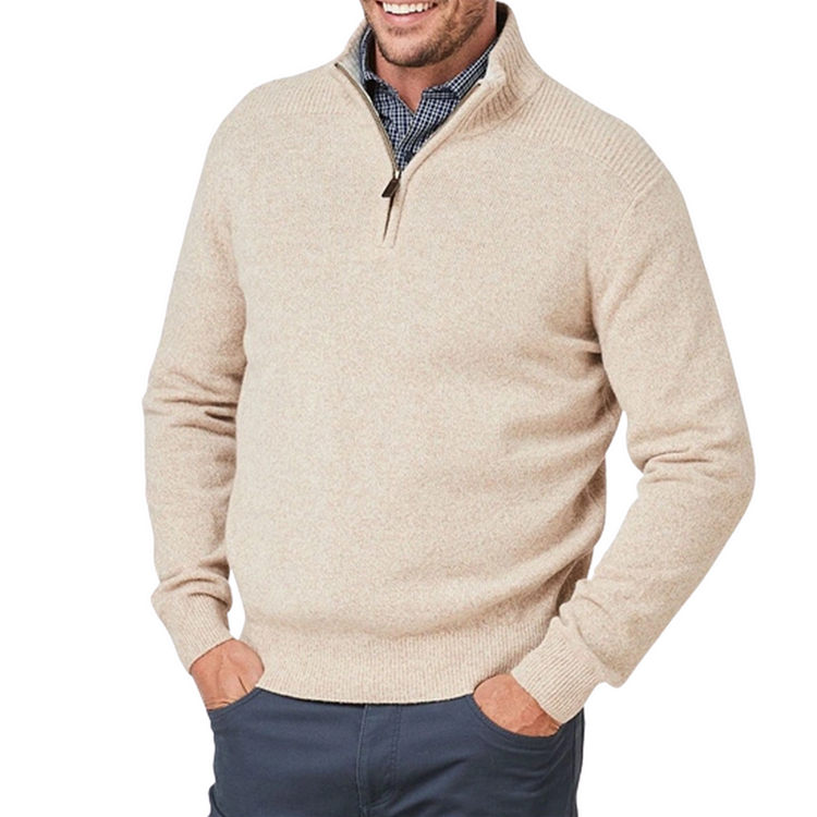 Men's Cashmere Three-Quarter Zip Sweater