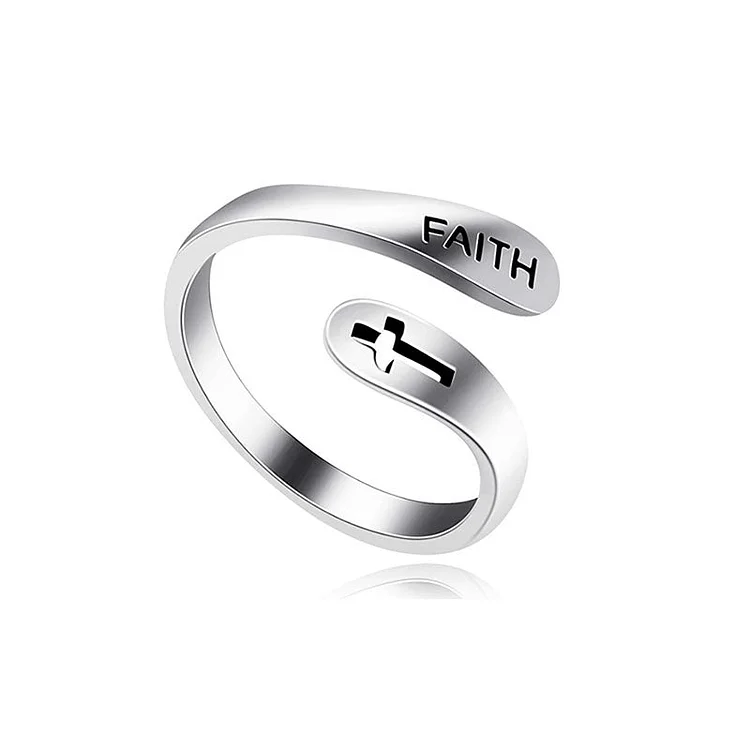 Faith Ring Fashion Cross Double Open Ring