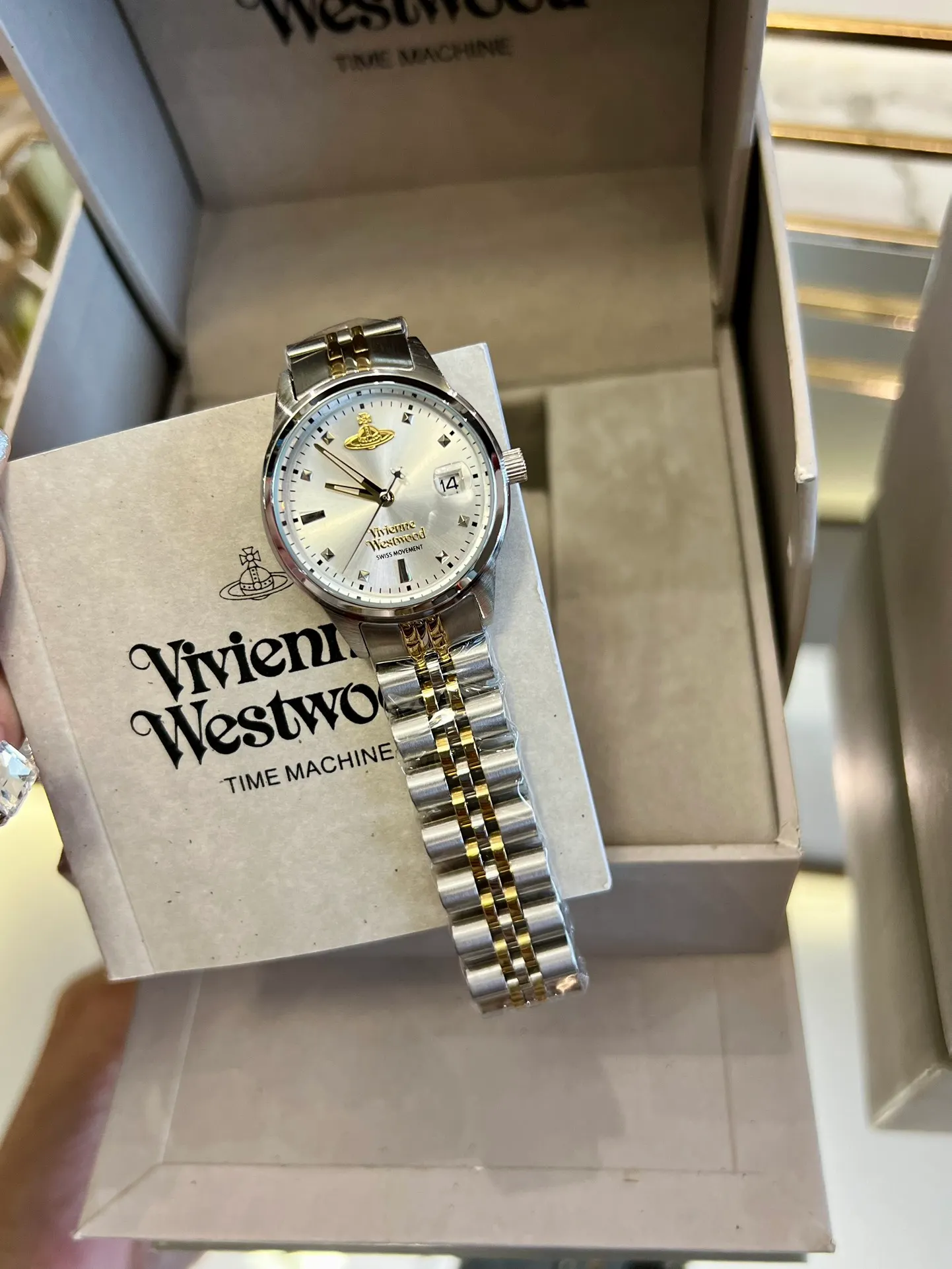 Vivienne Westwood Silver Gold Mixed Color Band Watch - 30MM