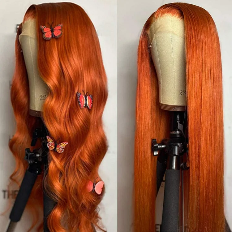Ginger Orange Wave Transparent Lace Frontal Lace Wig