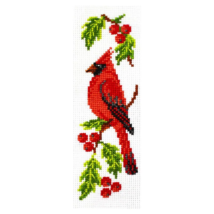 11CT Stamped Double-Sided Cardinal Embroidery Bookmarks 18x6cm for Beginner gbfke