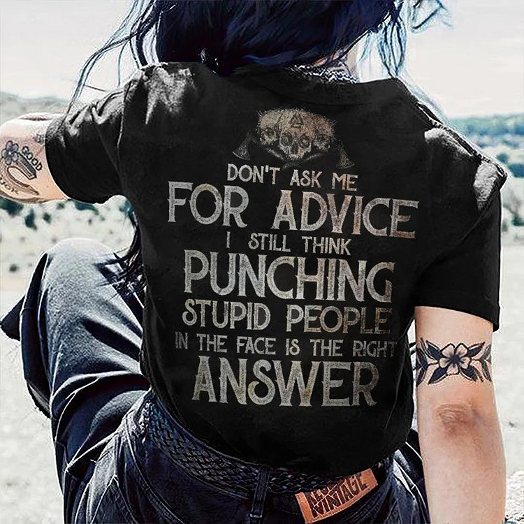 Casual Skull Slogan Print Short Sleeve Womens T-Shirt