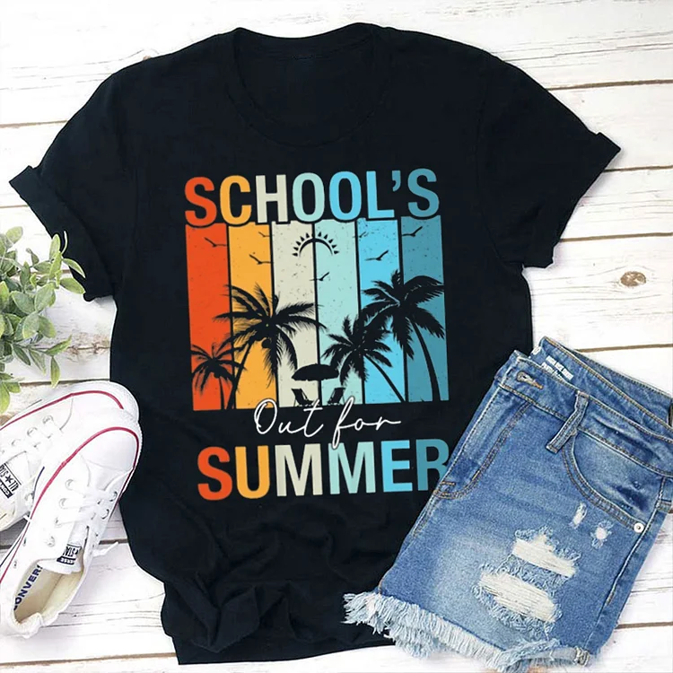 Women's Retro School's Out For Summer Teacher T Shirt socialshop