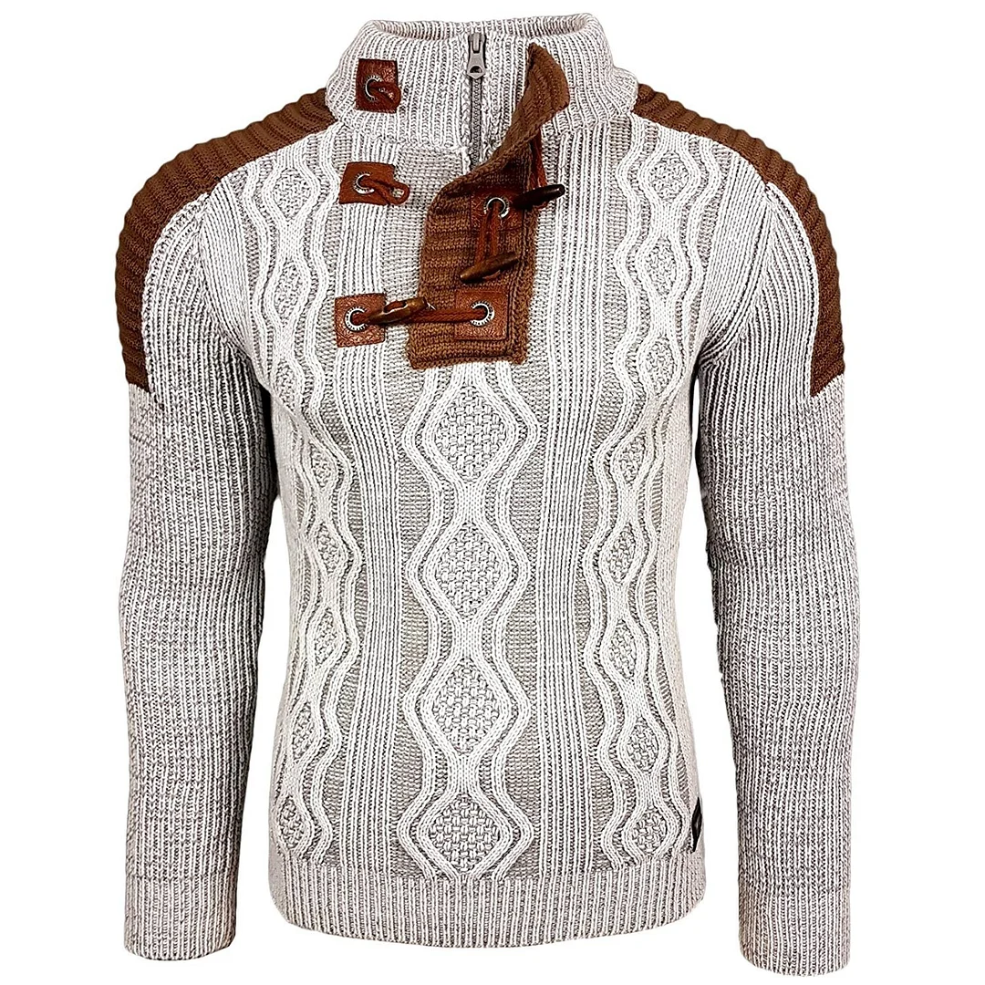 Men's retro warm stand-up collar zipper sweater / [viawink] /