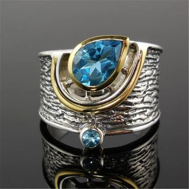 925 Blue Crystal Statement Ring