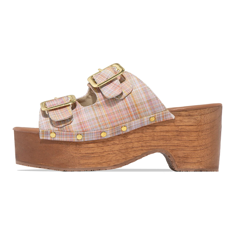 Platform Block Heel Slide Sandals main image 0
