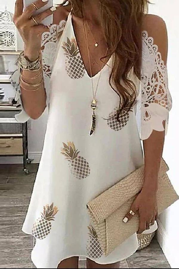 Slit Lace Contrast Mini Dress P14872
