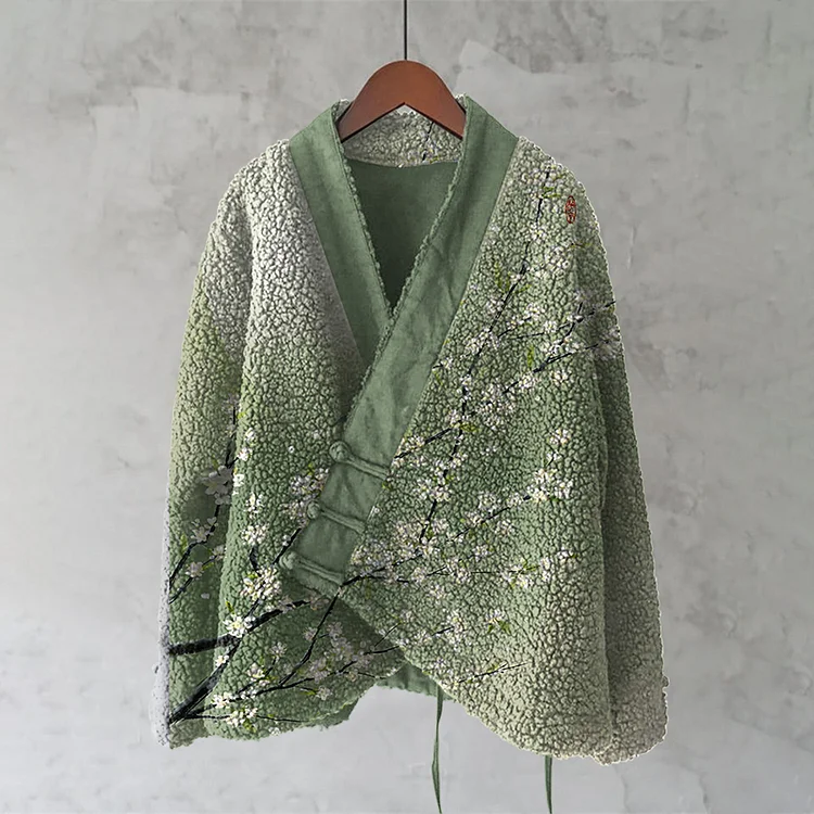 Vintage Japanese Floral Art Design Cozy Kimono