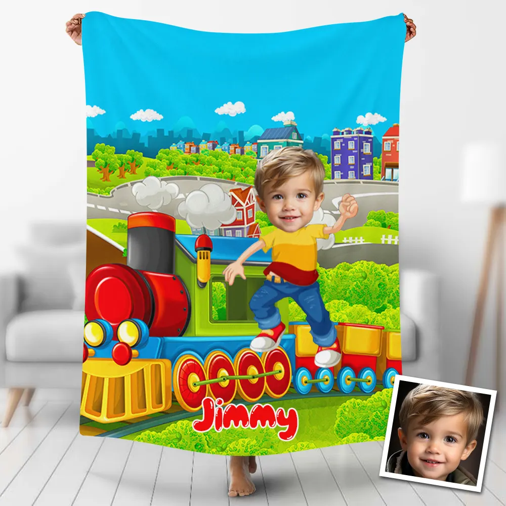 Custom Blankets Personalized Train Boy Blankets