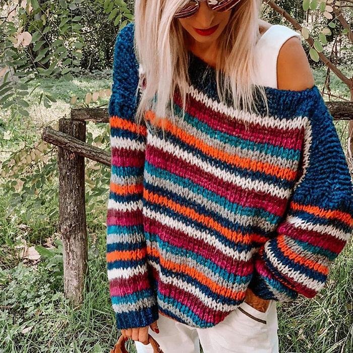 Comstylish Striped Pullover Sweater