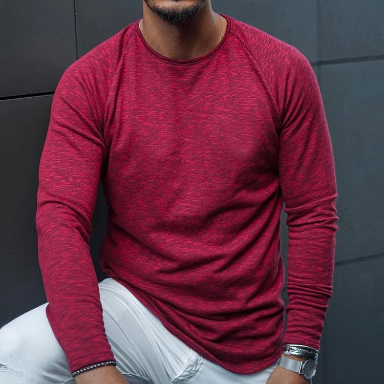 Heavy Knit Crew Neck Long Sleeve T-Shirt