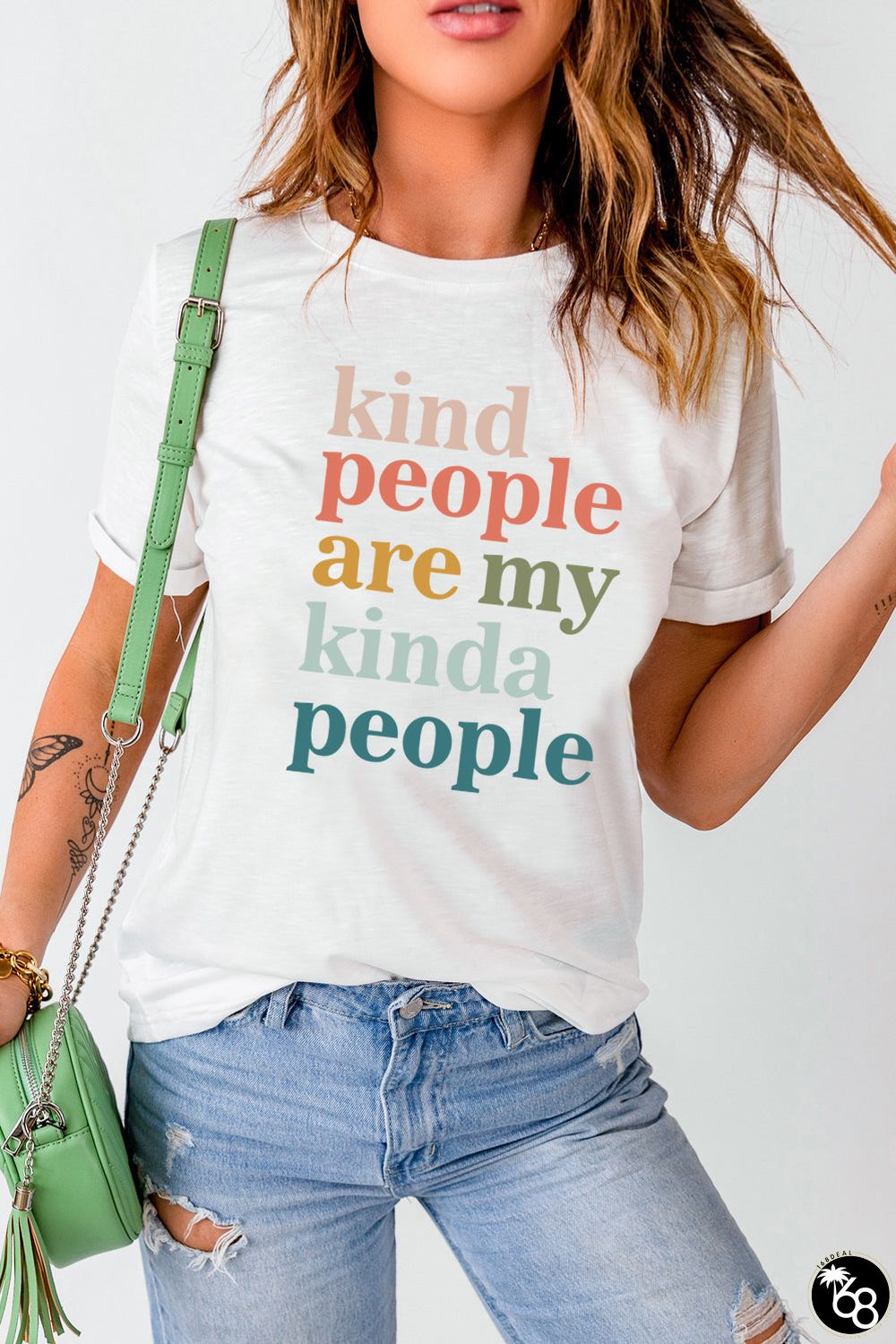 White Kind People Are My Kinda People Crew Neck T Shirt | 168DEAL