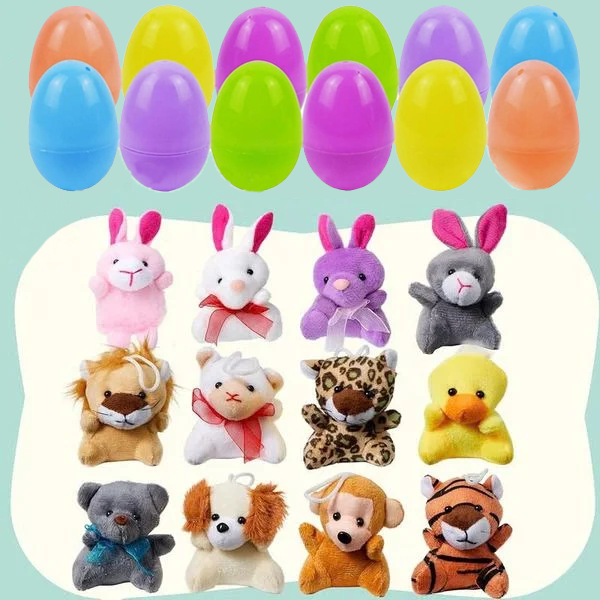 12/24/36 Pcs Prefilled Easter Eggs, Filled with Plush Animal Toys