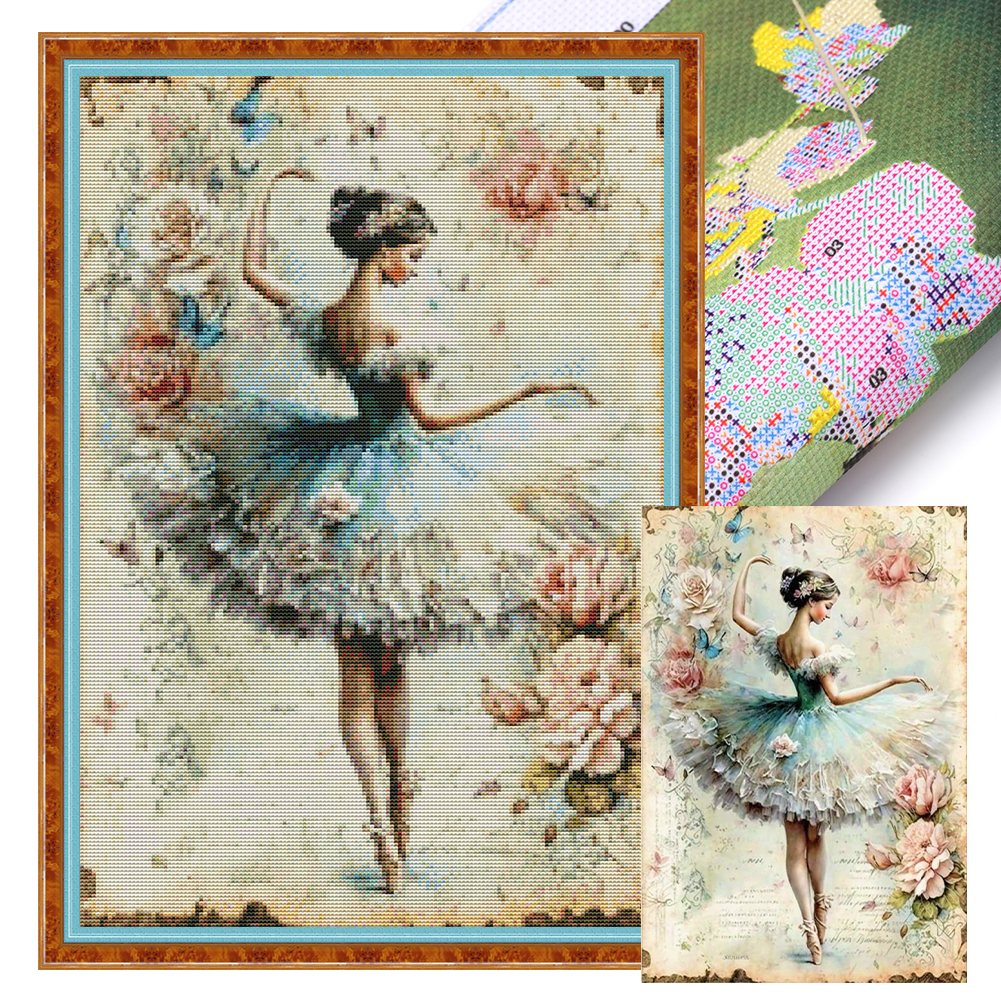 Ballet Dancer Cross Stitch Kit Ballerina Dancing in Pink Tutu & Pointe  Shoes Embroidery Pattern and Supplies, Gift for Girl Room Decor Art 