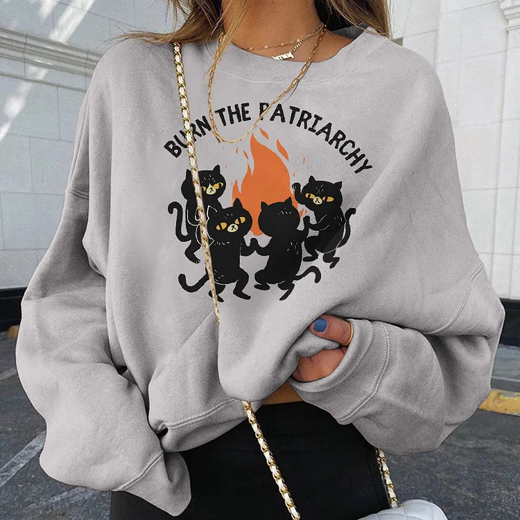 Vefave Burn The Patriarchy Print Sweatshirt