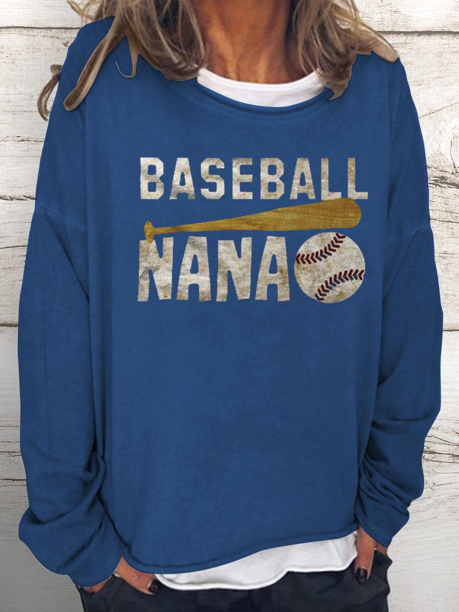 Baseball Nana Women Loose Sweatshirt-Guru-buzz