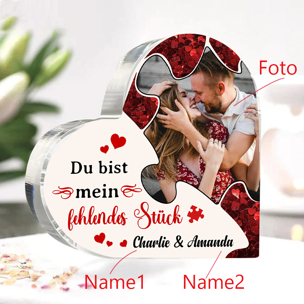 Personalisiertes Figuren-Paar Mit Foto - Individuelle Acryl-Deko Für Schreibtisch - Cartoon-Stil