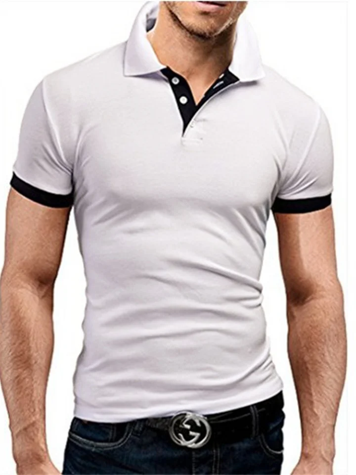 Men's Polo Shirt Golf Shirt Solid Color Plain Turndown Black Wine Orange Dark Gray Navy Blue Plus Size Street Casual Short Sleeve Clothing Apparel Casual Soft Breathable Beach-JRSEE