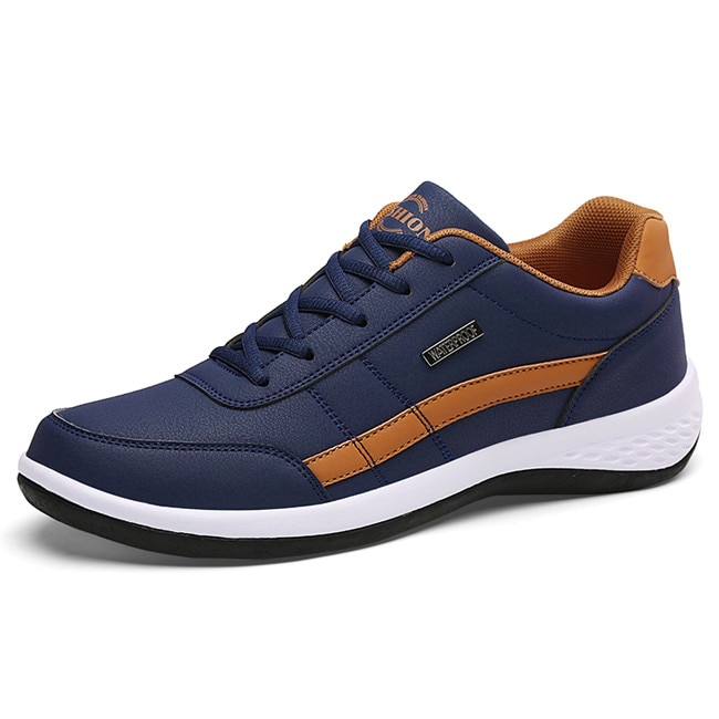 Men's Casual Breathable Lace-up Leather Sneakers Shoes | ARKGET