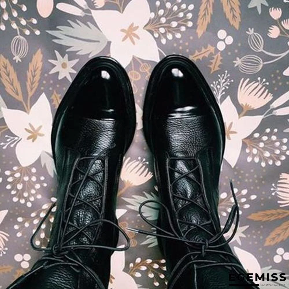Women Comfy Lace Up Wedding Flat Heel Boots | EGEMISS
