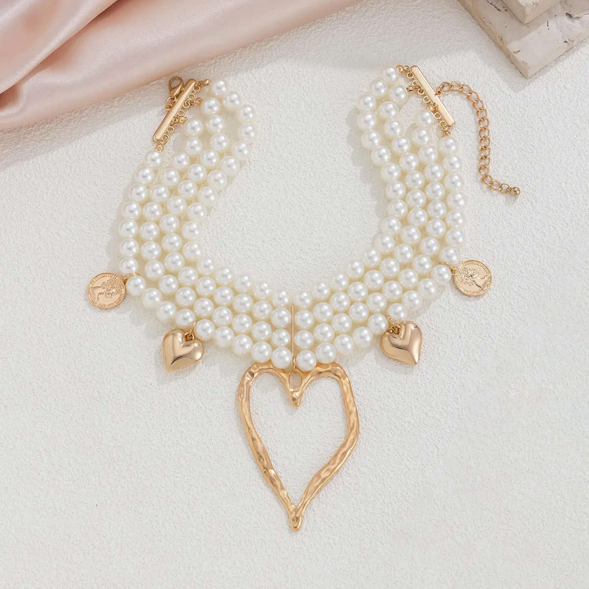 Vintage Imitation Pearl Exaggerated Multi-Layer Wear Big Love Pearl Necklace