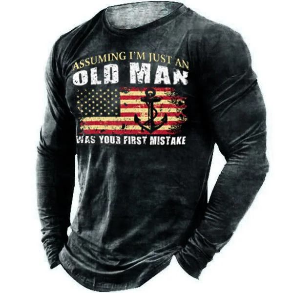 Old Men Was Your First Mistake American Flag Men's Outdoor Sports Top / [viawink] /