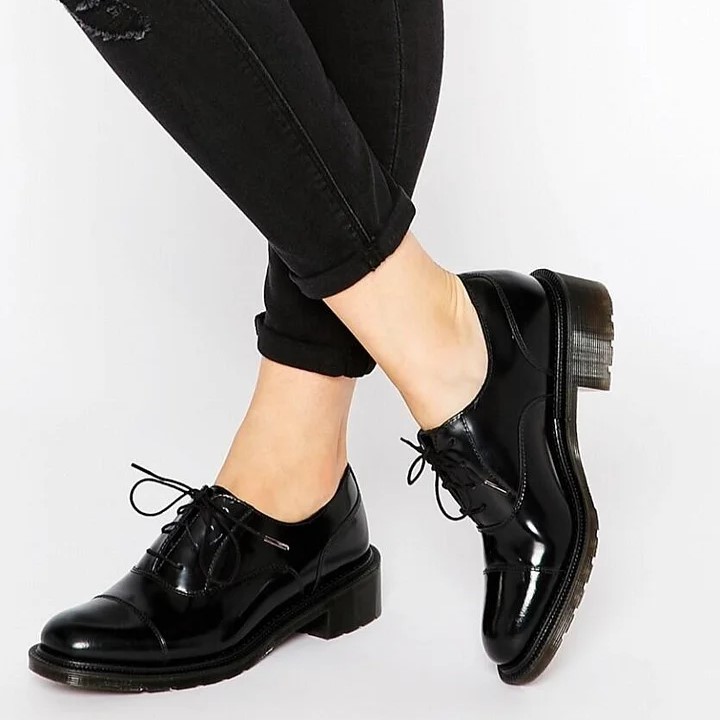 Custom Made Black Patent Leather Lace Up Women s Oxfords FSJshoes