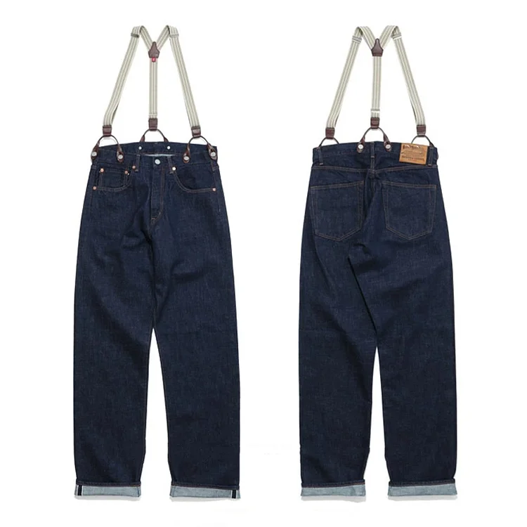 TIMSMEN Vintage Basic Strap Dark Blue Straight Jeans