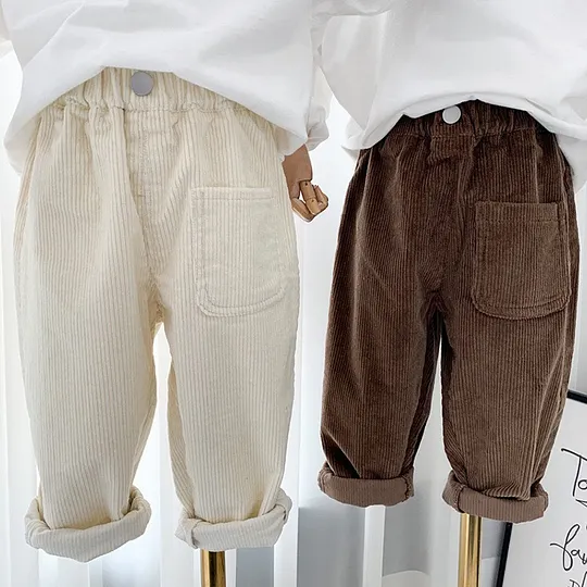 【18M-10Y】Boys Corduroy Solid Color Casual Pants