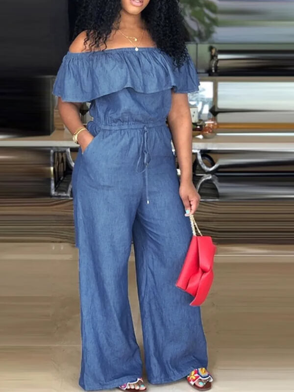 Ruffled Off  Shoulder Wide Leg Jumpsuit
