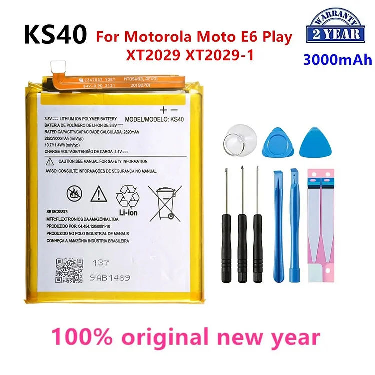100% Original KS40 3000mAh Battery For  Motorola Moto E6 Play XT2029 XT2029-1 Phone Batteries+Tools.