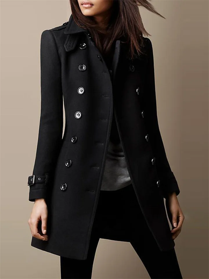 Explosive Solid Color Autumn and Winter Temperament Commuter Tweed Women's Coat Double-breasted Nicolette Jacket