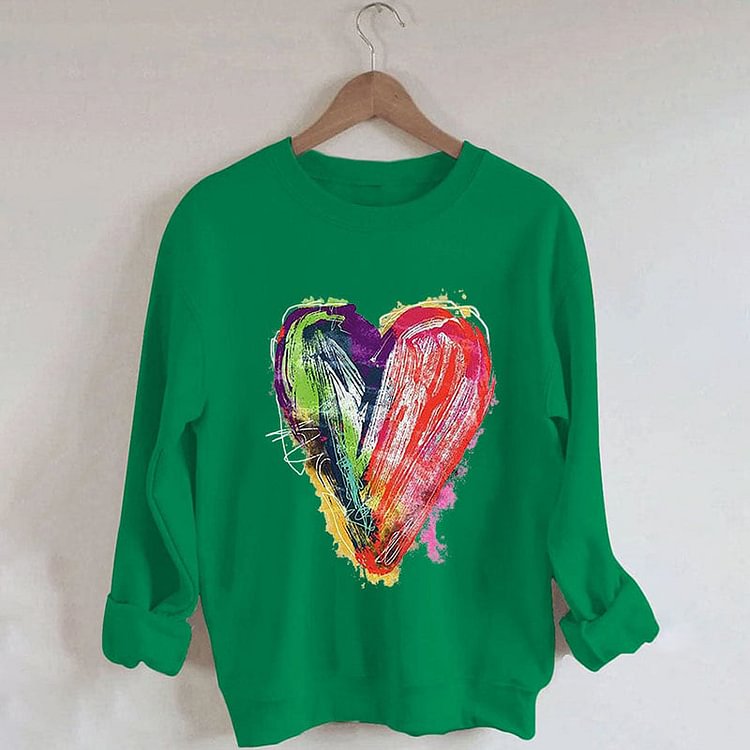 VChics Simple Love Print Long Sleeved Casual Sweatshirt