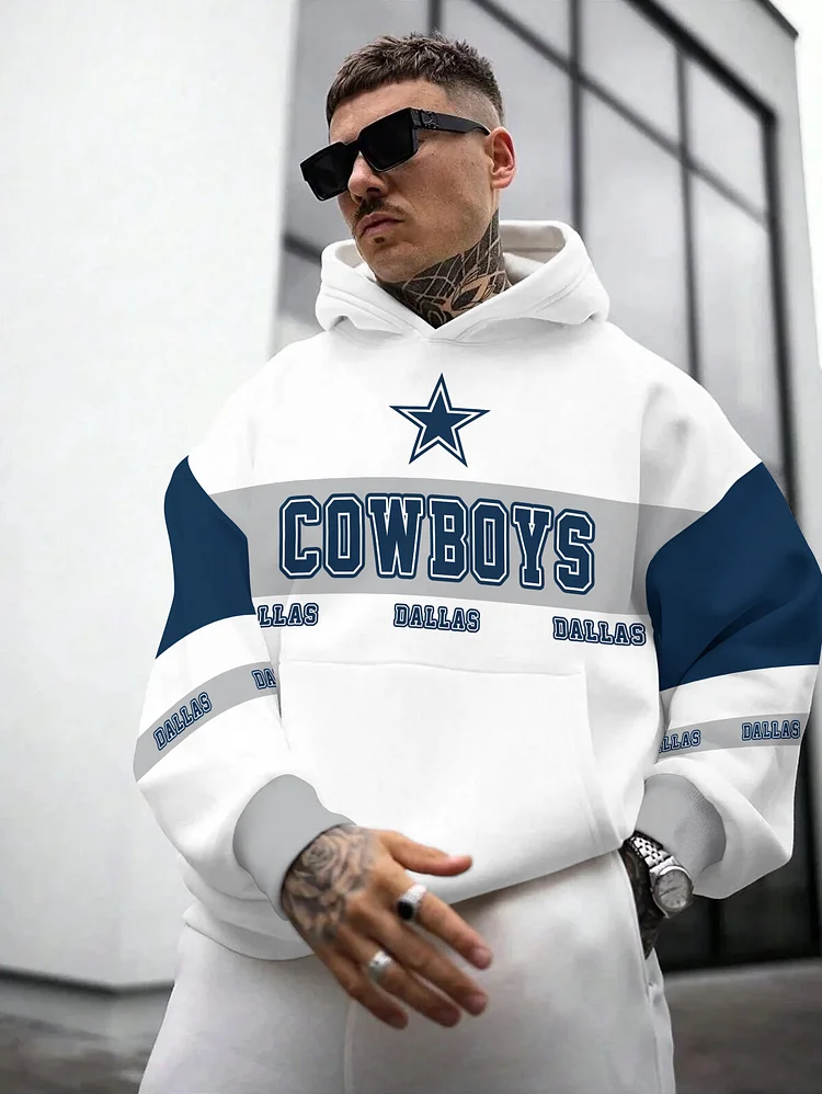 Dallas Cowboys Printed Hooded Pocket Pullover Hoodie