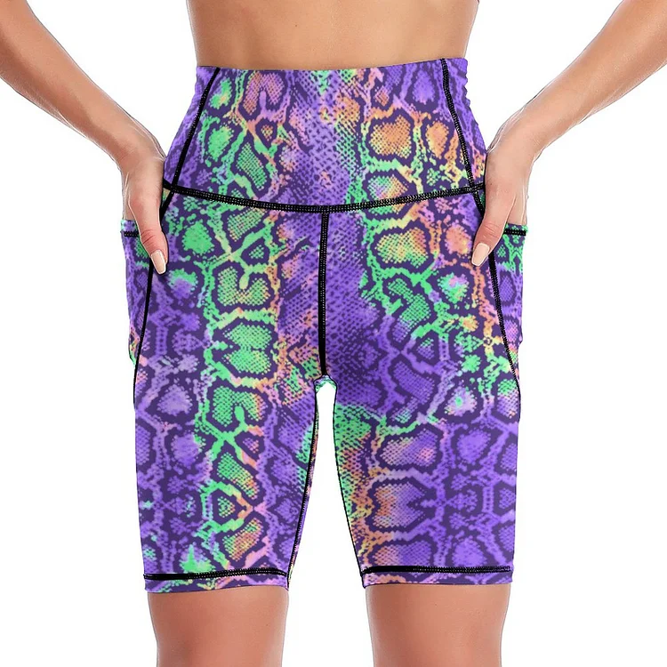 Personalized Women's High Waist Tummy Control Yoga Biker Shorts with Pockets