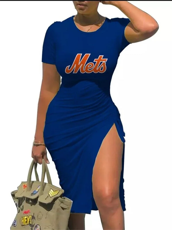 New York Mets Women's Slit Bodycon Dress