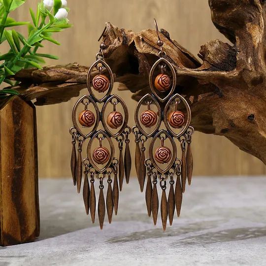Bohemian earrings vintage national style earrings ancient silver personality exaggerated long tassel eardrop