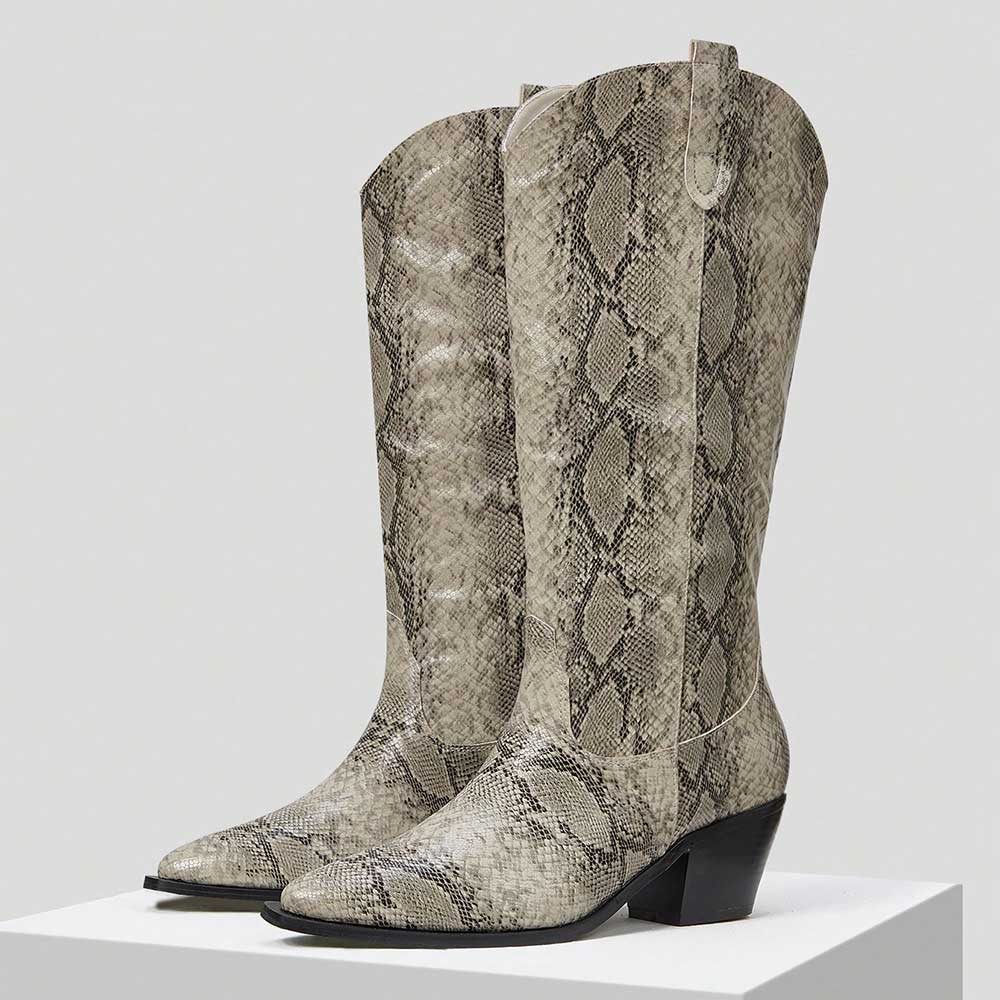 Silver Wild Western Cowboy Boots Brown Beige Pull On Mid Calf approx. size 10 On My Mind Beige Brown Western Boots – Shop the Mint main image 4