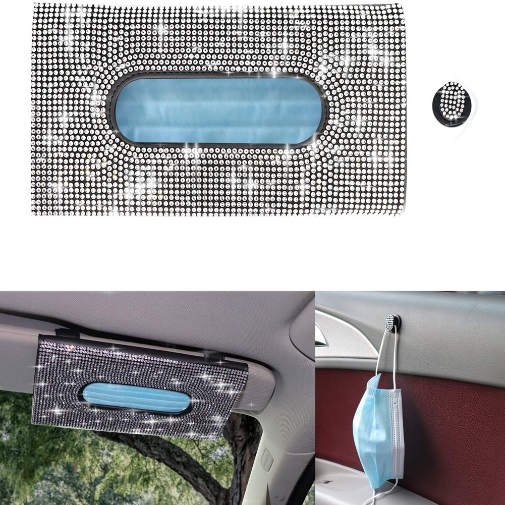 Diamond Tissue Holder Car Visor Organizor Clip Napkin Paper Storage Box, Black leather - white diamond, 501 Original
Diamond Tissue Holder Car Visor Organizor Clip Napkin Paper Storage Box, Black leather - white diamond, 501 Original