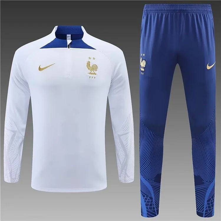 2022/2023 French half-pull training uniform white football shirt suit