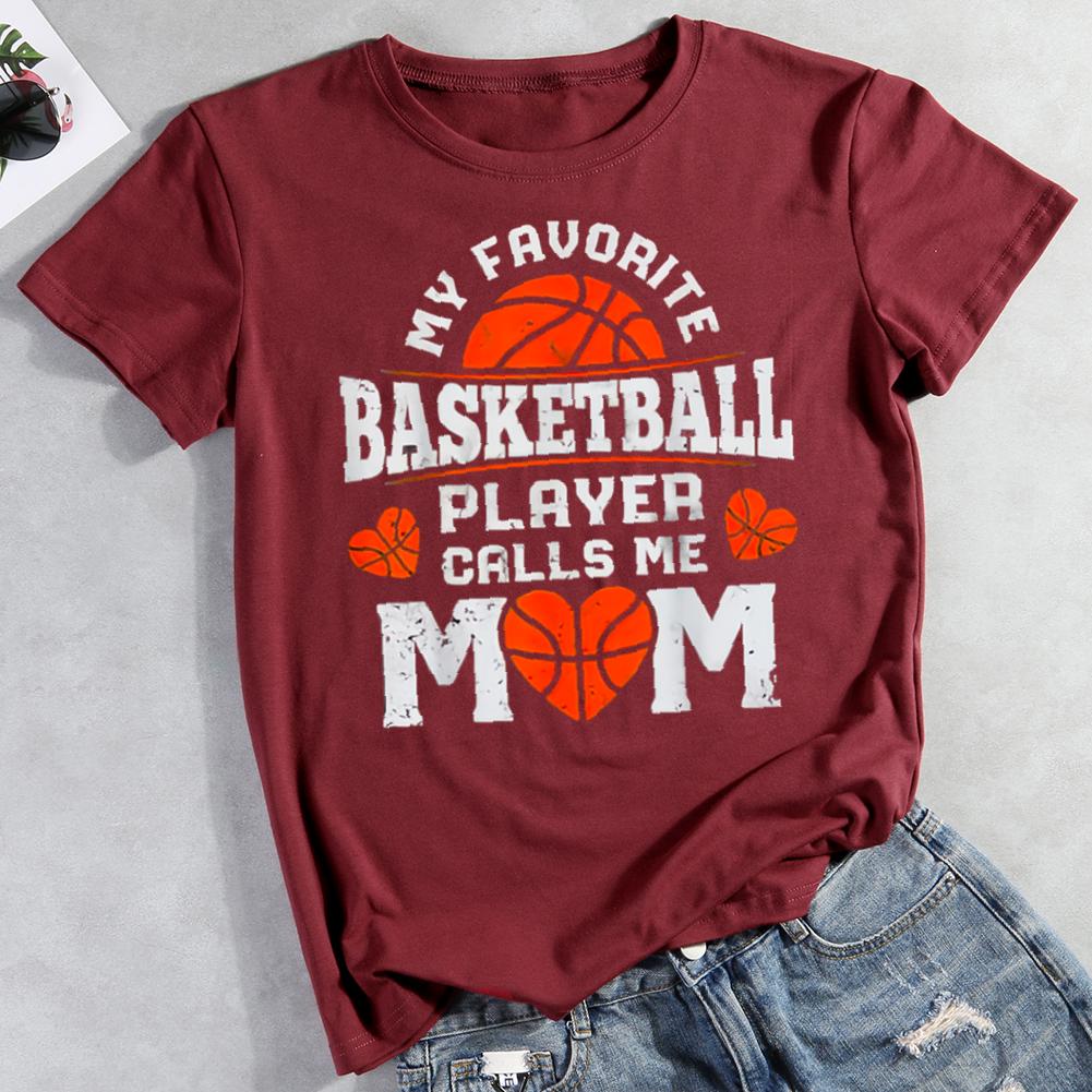 my favorite basketball player calls me mom Round Neck T-shirt-0022155-Guru-buzz