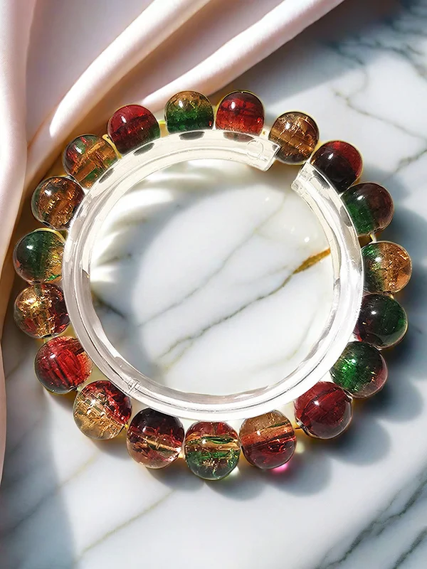 Women's Colourful Christmas Tree Gradient Glass Beaded Bracelet