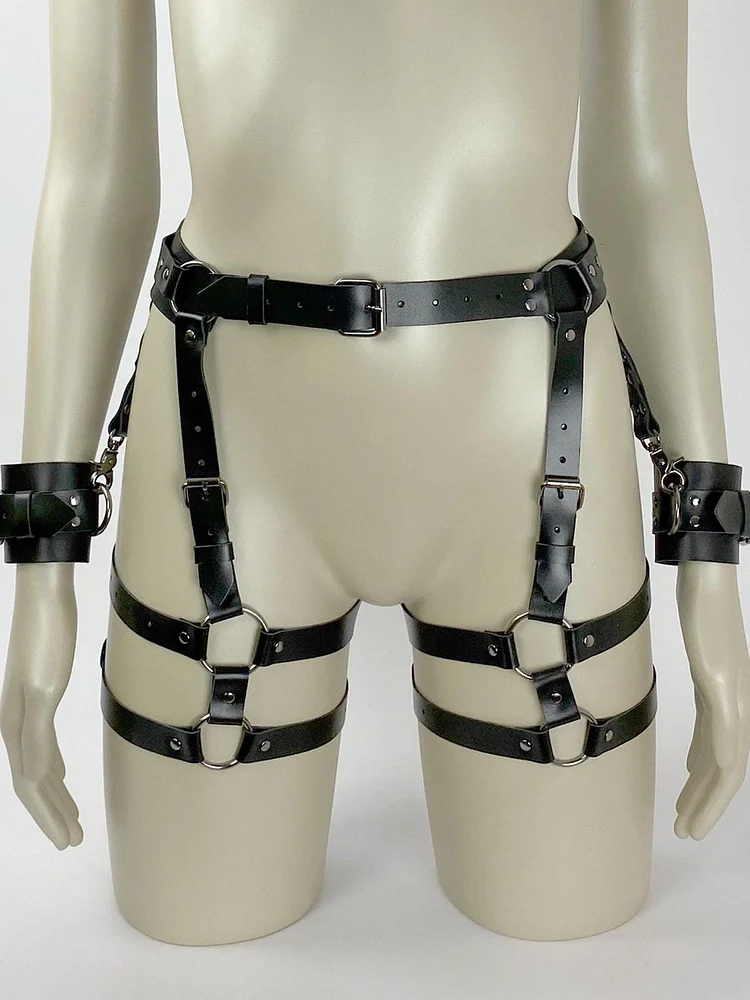 pornhint Pornhint Bondage Harness Women Leather Harness BDSM Garter Belt Bondage Leather Body Harness Plus Size Harness Thigh Harness BDSM Mature Lingerie leather body harnesses for women