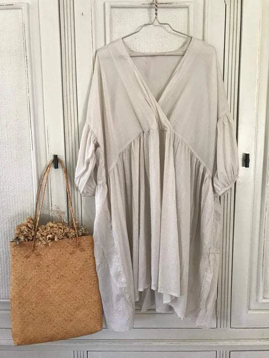 Casual Cotton Linen Women Dress