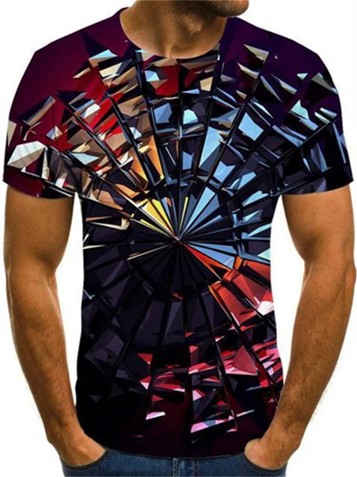 3D Stun Chart Digital Printing Round Neck Men's Casual Sports Loose Short-sleeved T-shirt