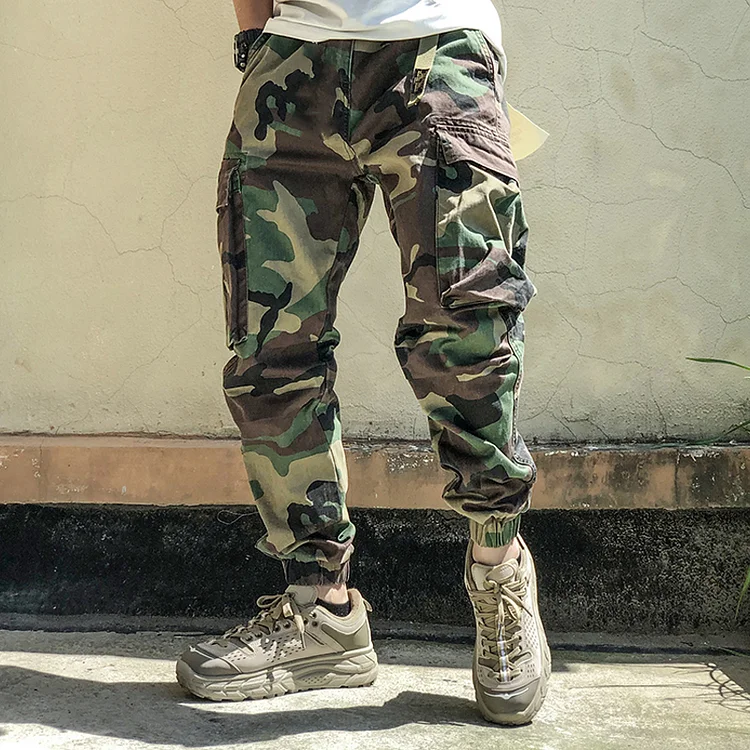 TIMSMEN Vintage Camo Pants Washed Cargo Casual Pants