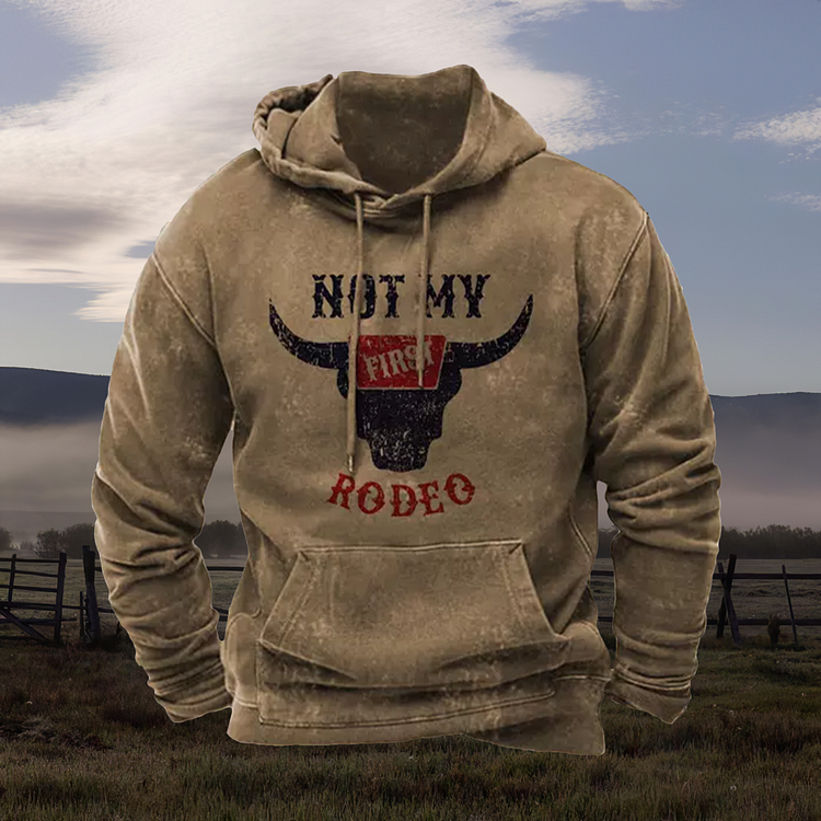 Western Not My Bull Head Print Vintage Hoodie